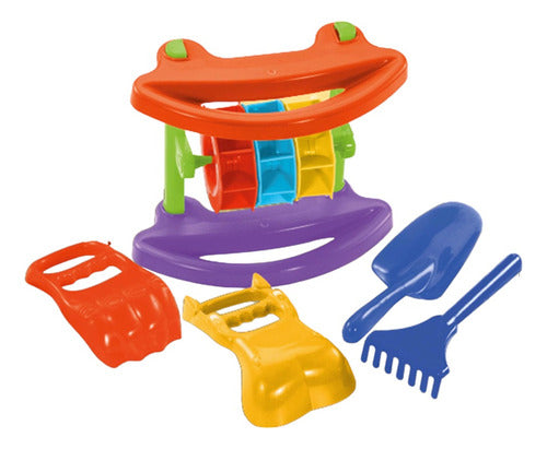 JNG Beach Set: Frog Windmill, Medium Shovel, Rake, Mitts and Stickers 0