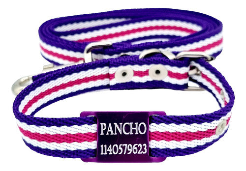 MEDALLAS PARA PERROS Chapita Perro Color + Collar Y Correa De 2cm Ancho Armony 0