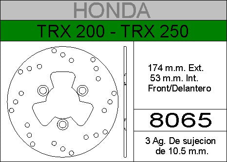 Disco Freno Hd Delantero Honda Trx 200 0