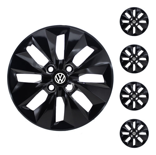 Retov Volkswagen Gol Trend Voyage 2014 14 Inch Black Cup Set with Logo 0