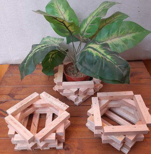 Natural Wooden Plant Pot Holder for Indoor / Outdoor Garden 2