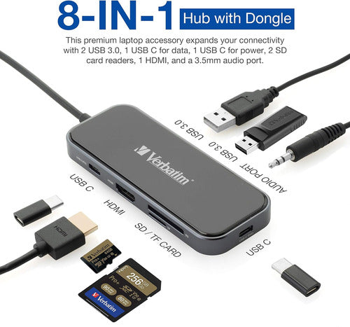 Hub Usb C 8 En 1 100 W 2