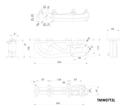 Coletor Para Turbo Vw Ap 8v Deslocado Para Ar/direção - T3 L 4