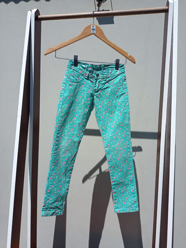 Floral Green Skinny Jeans for 8-Year-Olds 0