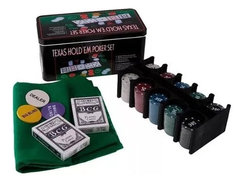 Poker Chip 200-Piece Set Blackjack Cards and Cloth Game Set 0