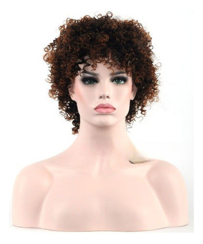 Cosplay Women Short Ruffled Curly Afro Dark Brown Wig 0