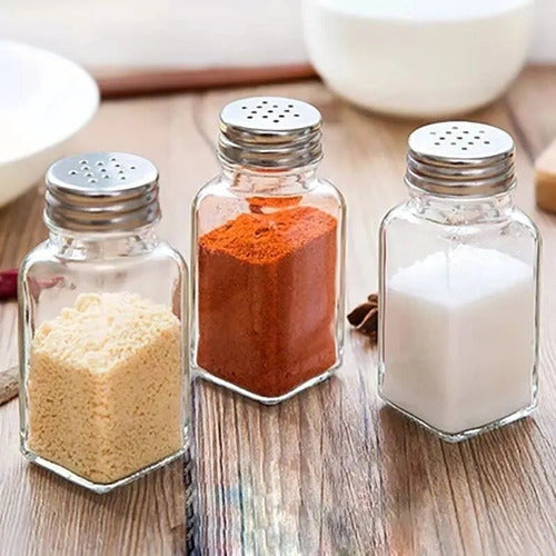 Square Glass Salt Shaker with Stainless Steel Lid 3