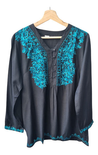Embroidered Kashmir Buttoned Wide Indian Blouse 17