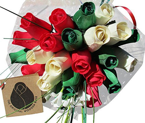 The Original Wooden Rose Christmas Flower Bouquet Closed Bud (2 Dozen) 0