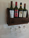 Rustic Wood Wall Wine Rack for 4 Bottles with Glass Holder for 4 Glasses 4