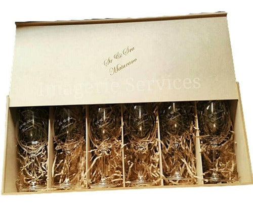 Bohemia Royal Cristal Caja Con 6 Copas De Vino Cristal De Bohemia Grabado Láser 0