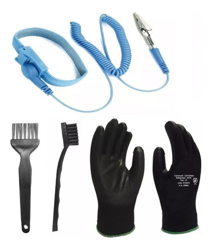 Kit Limpeza Anti Estático Esd Pincel Escova Pulseira Luvas 0