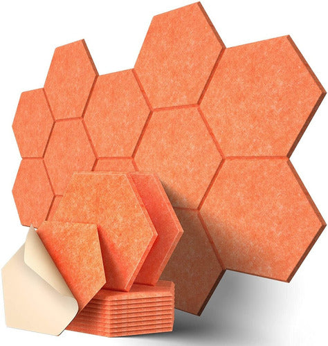 Dailycooper 12 Pack Self-Adhesive Acoustic Panels - High Density, Orange 0