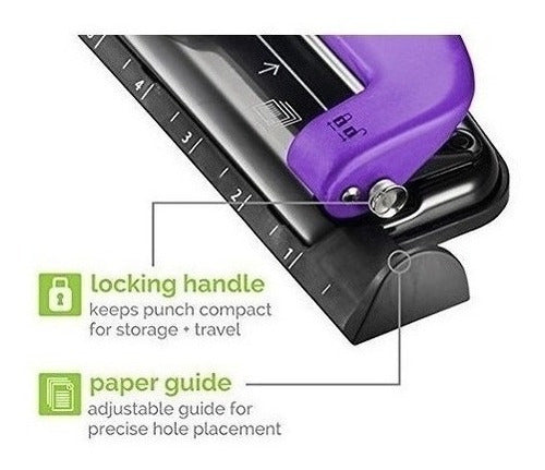 Bostitch Paperpro 3-Hole Punch, 20 Sheet Capacity 2220, Purple 4