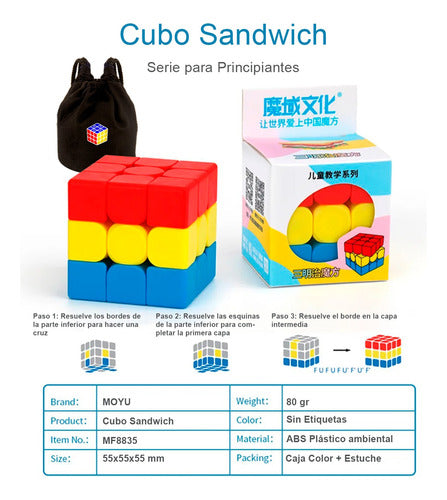 Moyu Set 3 Cubes Rubik 3x3 3 Colors Sandwich Unicorn Case 3