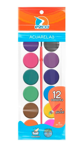 Paleta De Acuarela X 12 Colores + Pincel 0