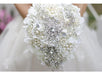 Iffo White Hydrangea Drop Brooch Bouquet Silver Wedding Bouq 3