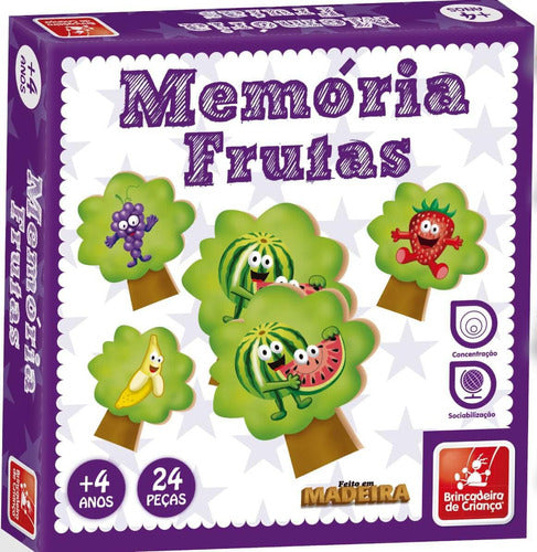 Jogo Da Memória Frutas 24 Peças Brincadeira De Criança 0