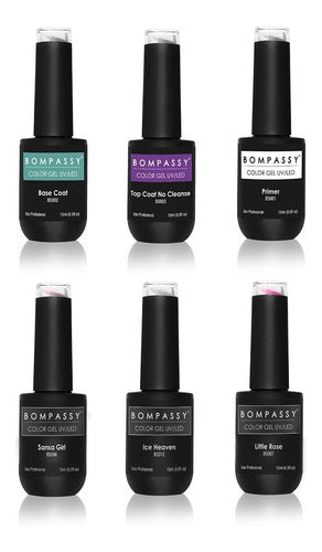 Kit X 6 Esmaltes Semipermanentes Profesionales Bompassy 0