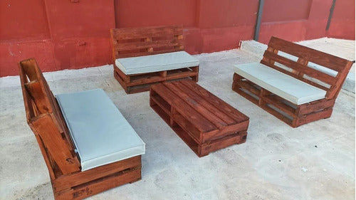 Palletstars Juego De Tres Sillones En Pallet + Mesa Ratona 0