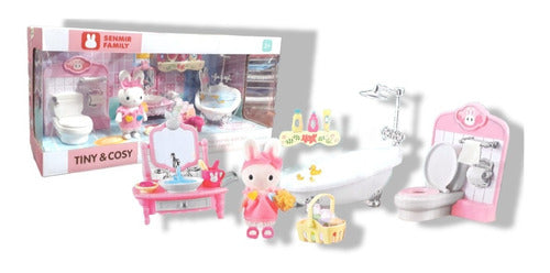 Complete Bathroom with Bunny Family Collectible Bunny Set 0