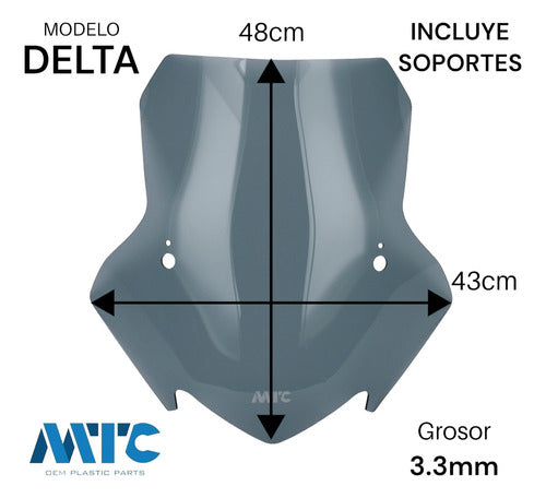 MTC Parabrisa Delta Con Soporte Fume Honda Xr190 1