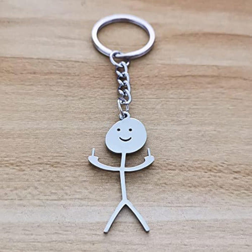 Generic Fun Stainless Steel Keychain with Middle Finger Pendant 1