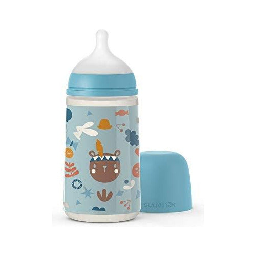 Suavinex Physiological Silicone Baby Bottle +3 Months 270ml Blue 0