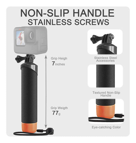 FitStill Waterproof Monopod Floating Hand Grip for Go Pro Hero and Dji Osmo 1