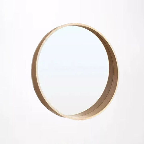 Round Wooden Frame Wall Mirror Ws-029 60 0