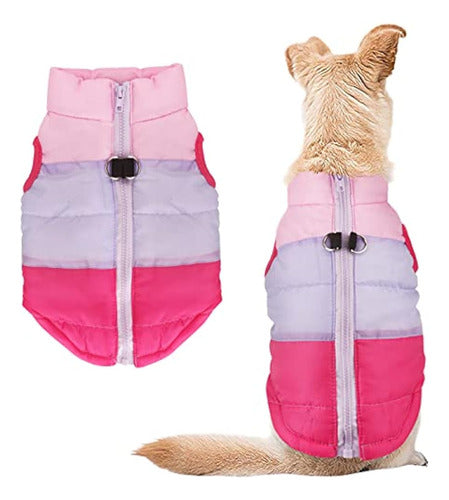 Idepet Quilted Jacket for Dogs and Cats with Leash Anchor in Patchwork 0