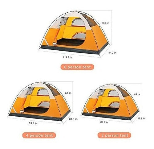 Carpa 6 Personas Doble Capa Impermeable - Naranja 2