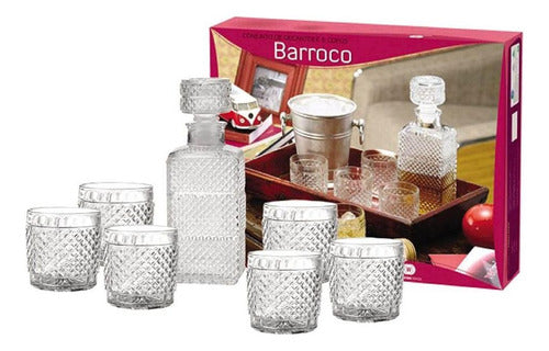 Barroco Set Jarra Mas 6 Vasos De Vidrio Labrados 7 Piezas 1