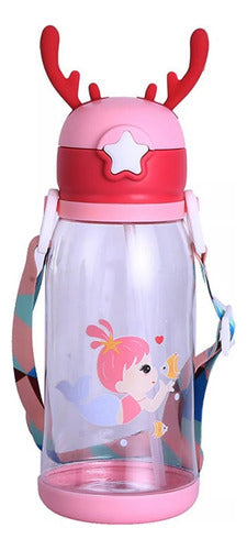 Mix Market Children's Bottle Cup Horned Deer 600ml with Strap and Stickers 1