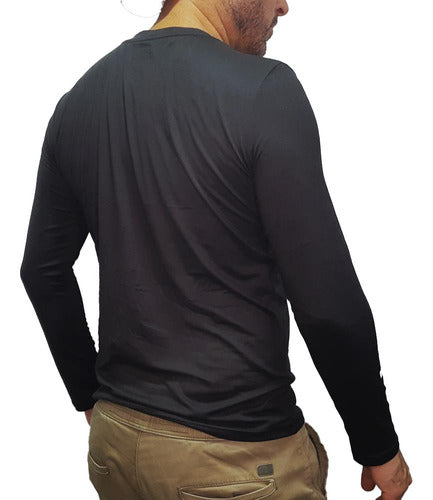 Sportcom Men's Thermal Micropolar Black Long Sleeve T-Shirt 2