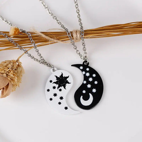 Burdah Yin Yang Sun Moon and Stars Couple Necklace 2x1 1