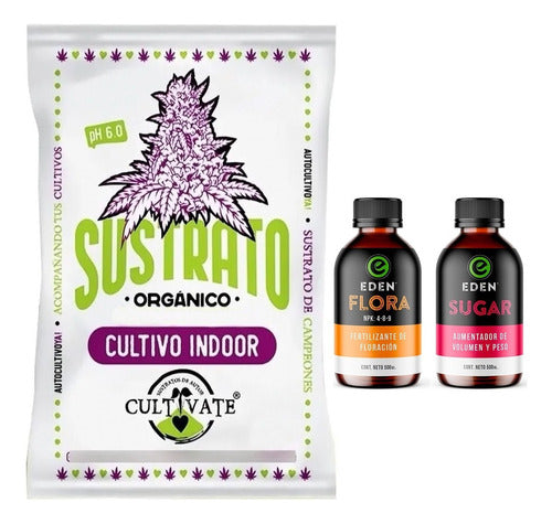Cultivate Indoor Substrate 25L with Edén Flora and Sugar 500ml 0
