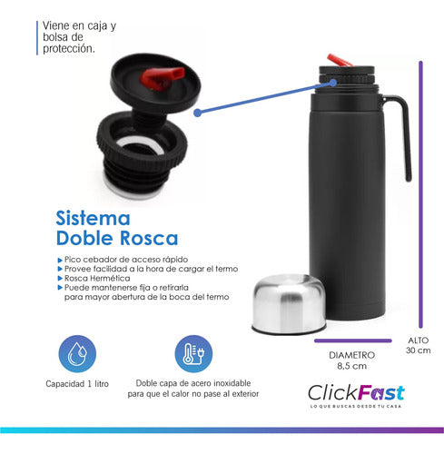 Click Fast Set Matero Mochila Bolso Matero + Mate + Latas + Termo Negro 2