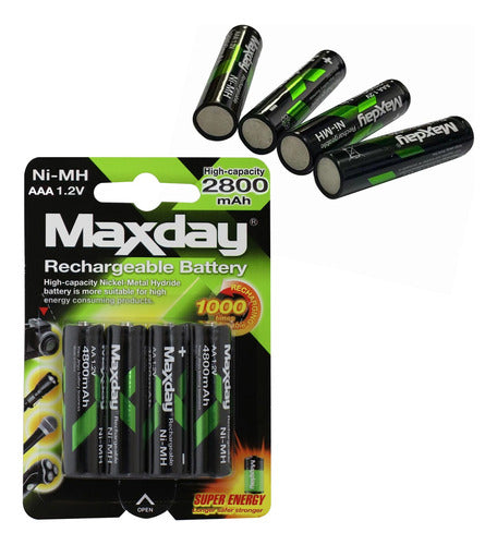 Maxday Rechargeable AAA Batteries Pack of 4 - 2800mAh 0