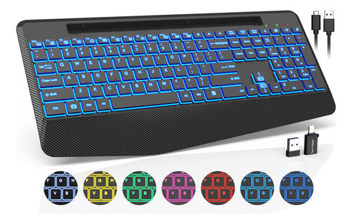 Teclado Inalambrico Con Retroiluminacion De 7 Colores 0