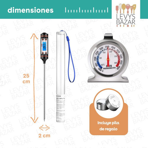 Levys Bazar Digital Food Thermometer + Universal Oven Thermometer 3