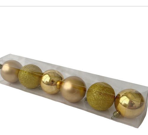 Navidad Set of 6 Christmas Ornaments 6cm in Gold Mixed Finish 0