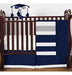 Sweet Jojo Designs Navy Blue and Gray Stripe Nursery Crib Bedding Set 0