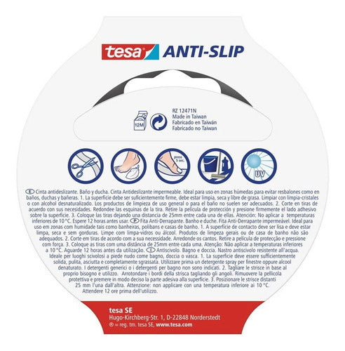 Tesa Anti-Slip Bath & Shower Tape - Transparent - 3 Rolls of 5 Meters 4