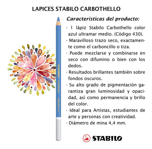 Stabilo Lapiz Tiza Pastel Carbothello Azul Ultramar Medio 1