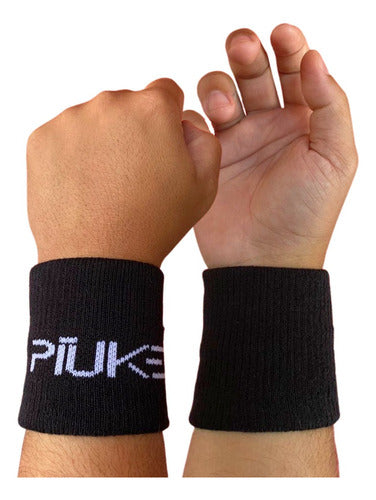 Piuke Pair of Double Sports Wristbands for Tennis and Paddle 0