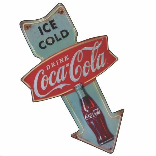 Viejo Garage Chapas Vintage - Coca Cola Metal Arrow Sign - 33x53cm 1