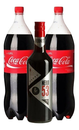 Fernet Premium Nero 53 Classic 750ml + 2 Coca Colas 2.25lt 0