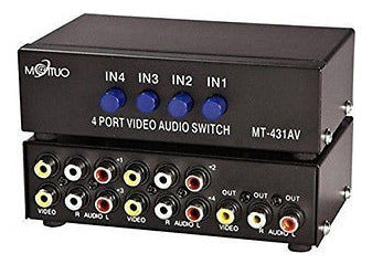 Interruptor De 4 Vías Av Rca Switcher 4 In 1 Out Compuesto V 1