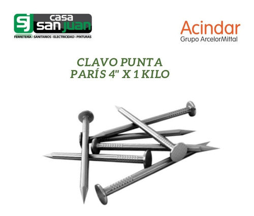 Clavos Punta París De 4  Pulgadas  Bolsa X 1 Kg Acindar 1